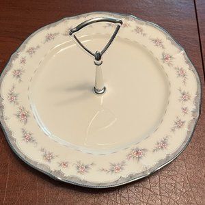 NORITAKE TRAVIATA CHINA SERVING PLATE w/ HANDLE & ROUND SERVING PLATTER